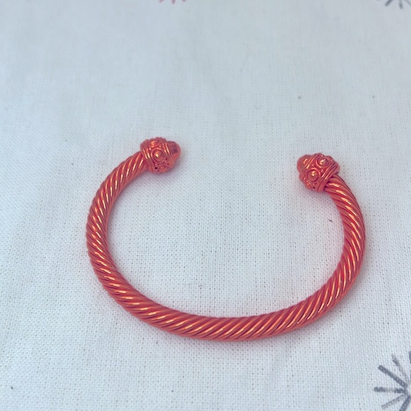 Orange 🍊 Twisted Cable Bangle Cuff Bracelet Fancy - Picture 4 of 7